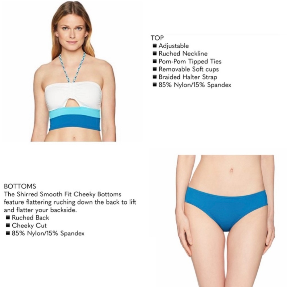 Vince Camuto Colorblock Bandeau Crop 2-piece Bikini - Picture 8 of 15